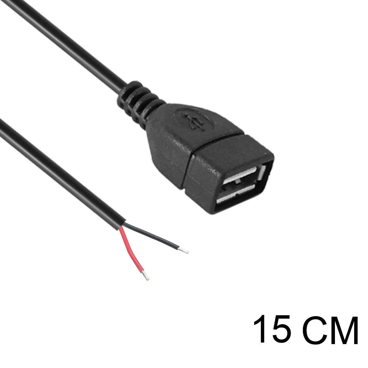 USB female single side cable 22AWG 15cm black tail stripped 5mm