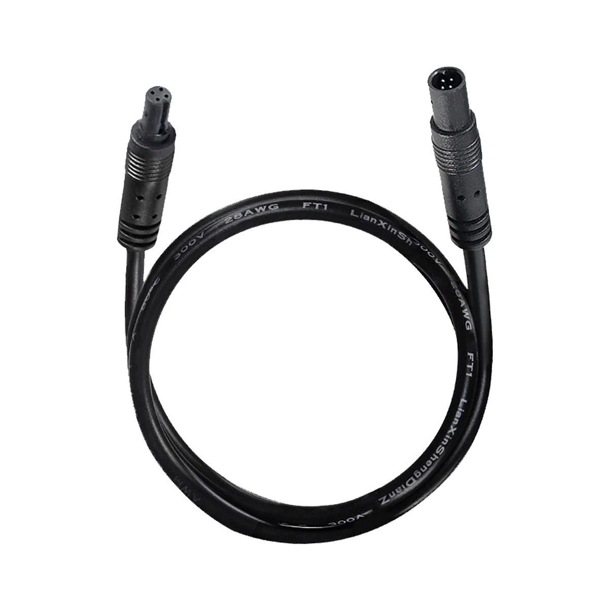 Male to female 4-core black 28AWG 1 meter (7 0.12)