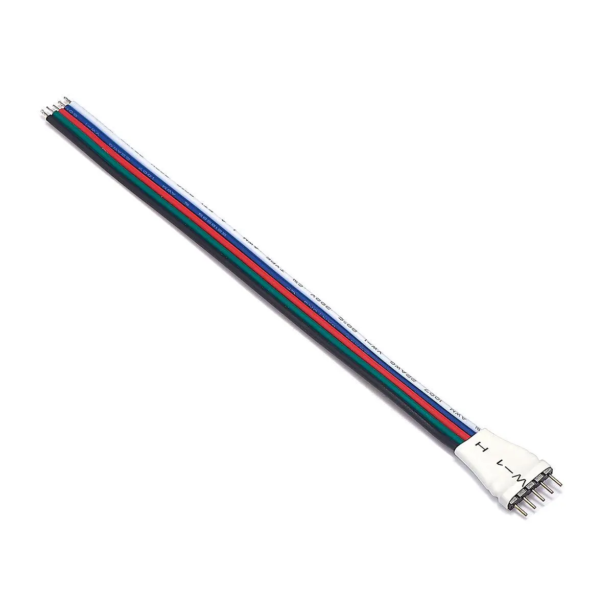 Custom 5pin heat shrink tube male head single side wire white blue red green black parallel wire 22AWG 15cm 17-0.12 tinned copper