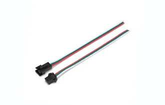 3pin 9V SM male and female connector, red, green and white parallel wire, 20AWG