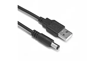 5.5 2.1mm 12V DC male + USB2.0 male 22AWG 100cm black wire diameter 3.5mm 17/0.14