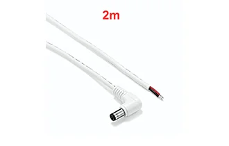 5.5*2.1mm DC Male Elbow Single Side Cable 22AWG 200cm White