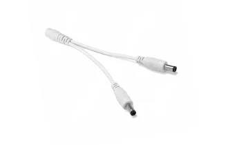 5.5 2.1mm DC cable 1 female to 2 male ways 22AWG 30cm white