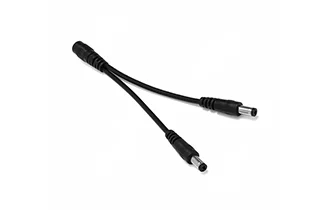 5.5 2.1mm 12V DC cable 1 female to 2 male 22AWG 15cm black