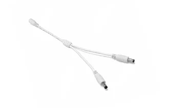 5.5 2.1mm DC cable 1 female to 2 male ways 22AWG 30cm white