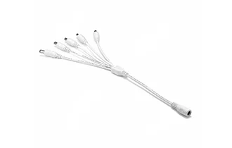 5.5 2.1mm DC cable 1 female to 5 male ways 22AWG 30cm white