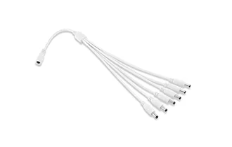 5.5 2.1mm DC cable 1 female to 6 male ways 22AWG 40cm white