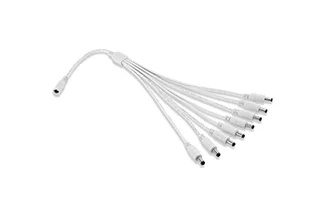 5.5 2.1mm DC cable 1 to 8 ways female to male 22AWG 40cm white