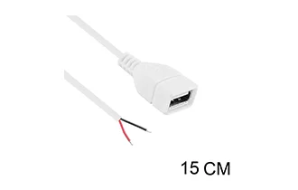 USB female single side cable 22AWG 15cm white tail stripping 5mm tinned 3mm wire diameter 3.5mm 17/0.14