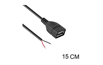 USB female single side cable 22AWG 15cm black tail stripping 5mm tinned 3mm wire diameter 3.5mm 17/0.14