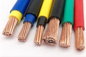 Copper wires with different colored insulation materials