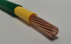 Green and yellow insulated electronic wire