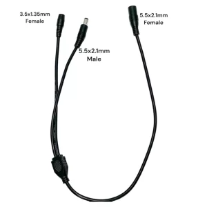 Custom 1 to 2 way DC power Splitter Cable (1 male to 2 female)