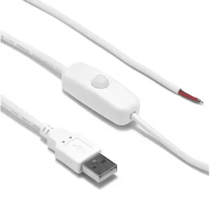 White 2pin Pigtail USB Extension Cable with Switch