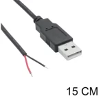 Black 15cm 2pin Pigtail USB Extension Cable without switch