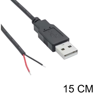 Black 15cm 2pin Pigtail USB Extension Cable without switch