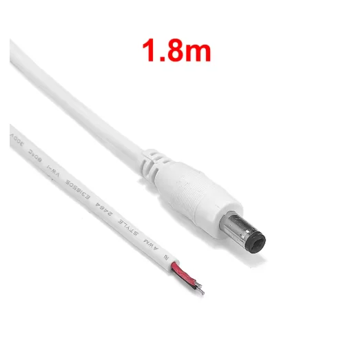1.8m 5.5x2.1mm Male Angled DC Power Pigtail Cable