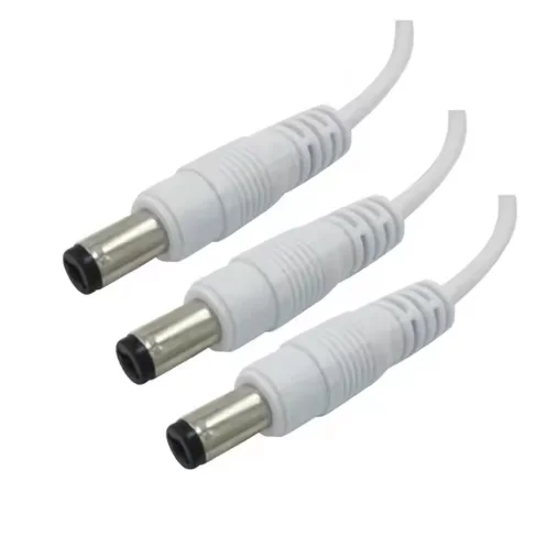 White 5.5mm x 2.1mm Male Female DC Socket Jack Plug Connector Cable Pigtail