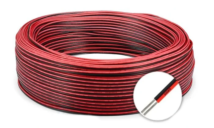 UL2468 18-24 AWG PVC Black and Red Circle Tinned Copper Electrical Wire Cable for LED Lighting, Inverters