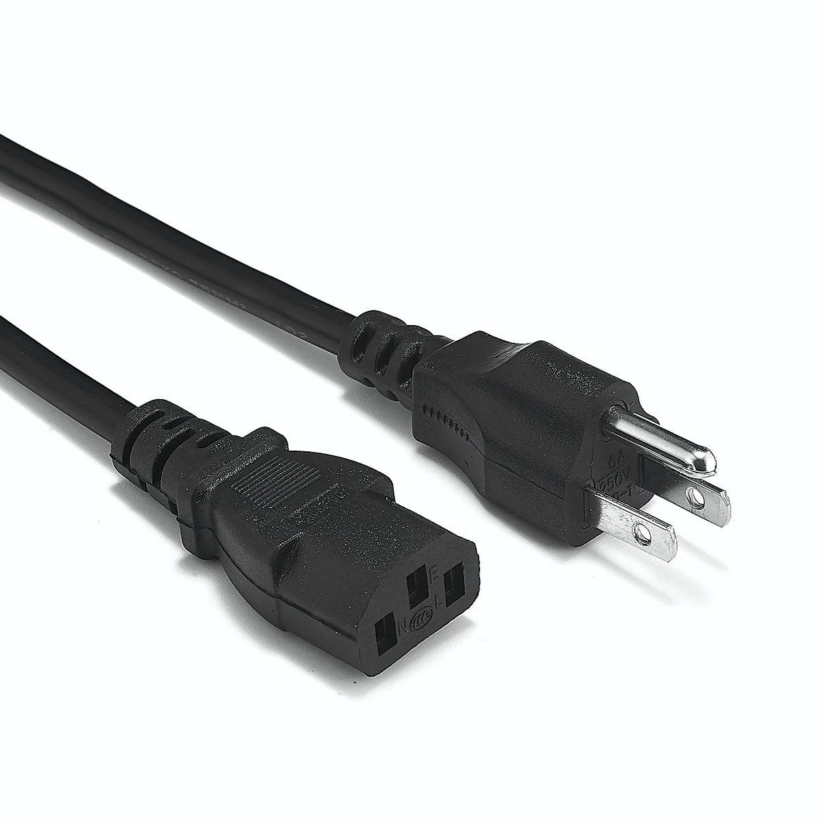Black 1.2m 20AWG standard USA 3 pin plug to IEC C13 power cord