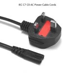 Black 1.2m 18AWG 13A UK 3 pin plug to IEC C7C8 power cord products