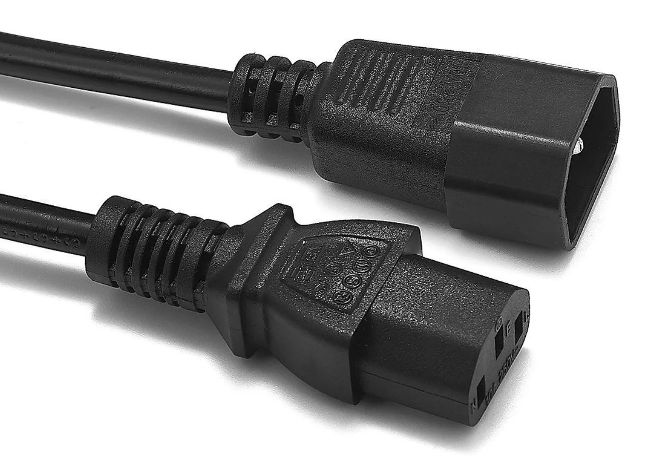 Black 1.8m IEC C13 to C14 AC Power Cable