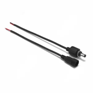 Black 5.5mm 2.1mm 20cm 22AWG waterproof male female DC pigtail power cable